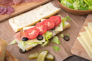 cooking italian sandwich