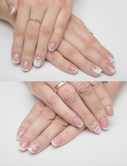 Very beautiful silver metallic nails closeup gel, acrylic