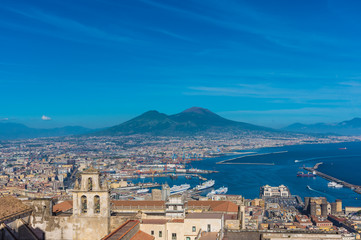 Naples (Campania, Italy) - The historic center of the biggest city of south Italy. Here in particular: the landscape with Vesuvio mountain and the sea