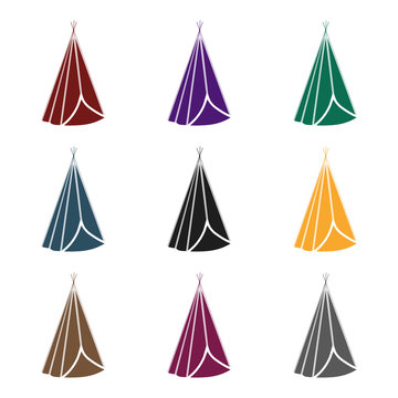 Wigwam icon in black style isolated on white background. Wlid west symbol stock vector illustration.