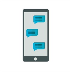 Flat icon messages on mobile phone. Vector illustration. Messaging communication.