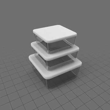 Stack of three storage containers