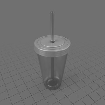 Plastic drink cup with straw
