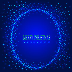 Blue background with round frame from stars. Illustration.