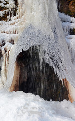Frozen waterfall like white lace