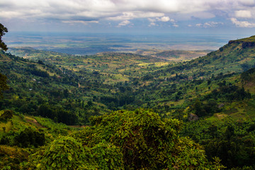 Fototapeta na wymiar View from the Sipi falls in the Mount Elgon national park in Uganda