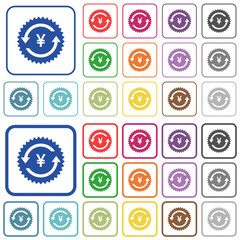 Yen pay back guarantee sticker outlined flat color icons