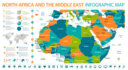 North Africa Map - Info Graphic Vector Illustration