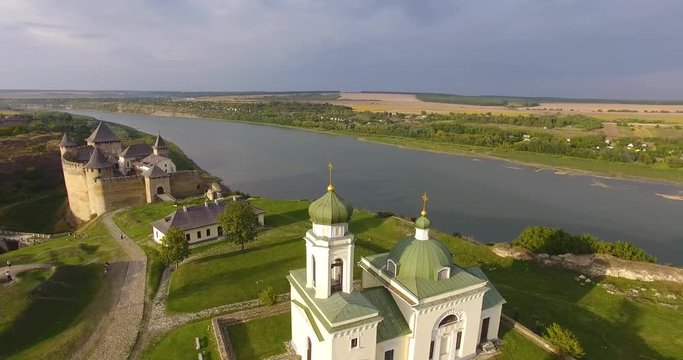 Aerial view of Khotyn castle