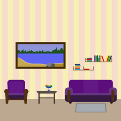 Living room design. Vector illustration