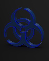 blue biohazard symbol 3d