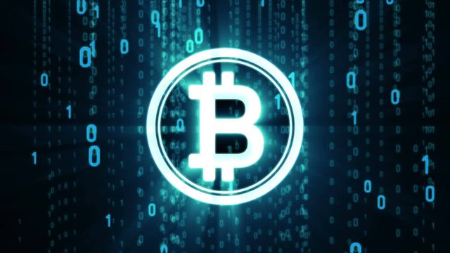 Cripto currency bitcoin. Global internet worldwide. Abstract Matrix Background. Binary Computer Code. Motion Tech Background. Available in 4K FullHD and HD