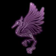 Fototapeta na wymiar Heron bird neon shiny vector illustration