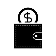 business wallet and money dollar currency vector illustration