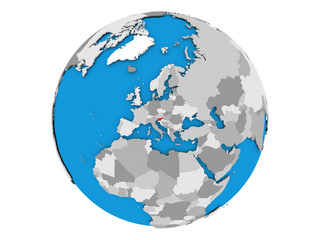Slovenia on globe isolated