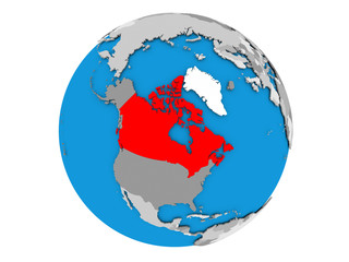 Canada on globe isolated