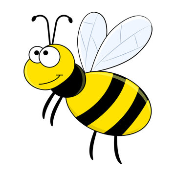Cute cartoon vector bee isolated on white background. Cartoon insects.