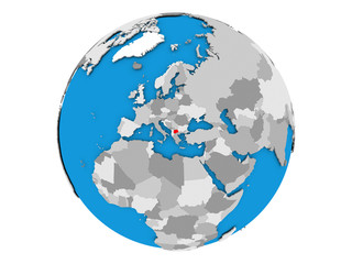Macedonia on globe isolated