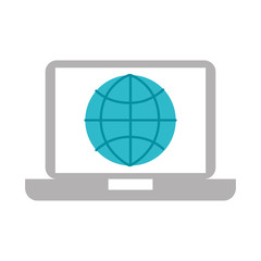 laptop business world connection digital vector illustration