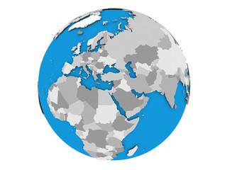 Lebanon on globe isolated