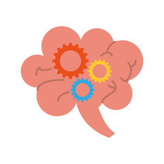 human brain and gear business work team creativity concept vector illustration