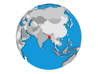 Bangladesh on globe isolated