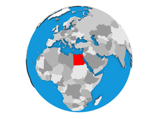 Egypt on globe isolated