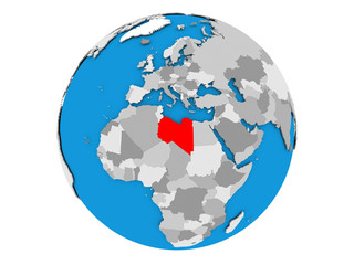 Libya on globe isolated
