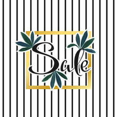 Summer sale poster. Tropical leaves. Vector