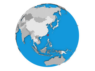 Taiwan on globe isolated