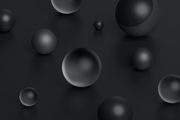 Abstract 3d rendering of geometric shapes. Composition with spheres. Modern background design for poster, cover, branding, banner, placard.