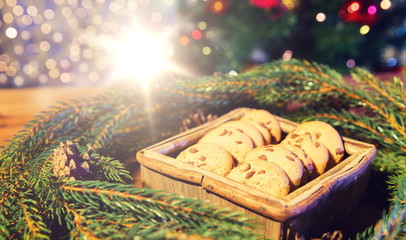 natural green fir christmas wreath and oat cookies