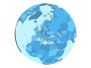 Slovakia on blue globe isolated