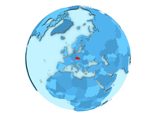 Czech republic on blue globe isolated