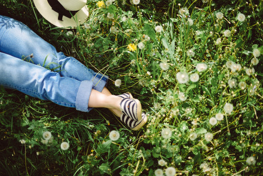 resting in the grass