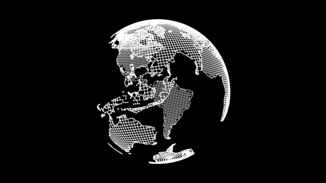 Abstract polygonal space low poly planet Earth with connecting dots and lines. Wireframe Earth connection structure HUD element. Futuristic 4K FullHD and HD motion footage