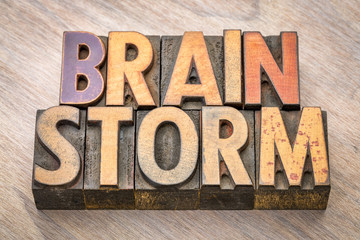 brainstorm word abstract in wood type