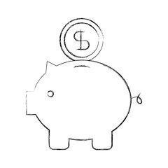 piggy coin dollar money bank safety investment symbol vector illustration