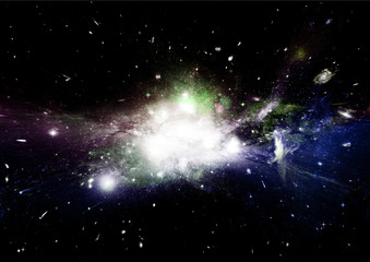 Stars, dust and gas nebula in a far galaxy