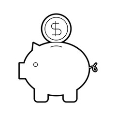 piggy coin dollar money bank safety investment symbol vector illustration