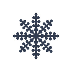Snowflake icon. Black silhouette snow flake sign, isolated on white background. Flat design. Symbol of winter, frozen, Christmas, New Year holiday. Graphic element decoration. Vector illustration