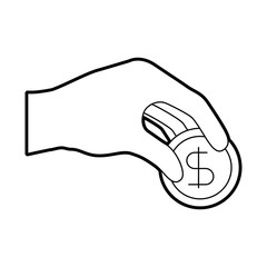 hand give coin money dollar bank economic vector illustration
