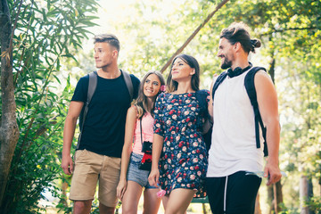 Obraz premium Group of young people having fun in summer park