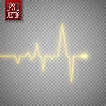 Heart Pulse Graphic Isolated On Transparent Background. Medical Vector Background