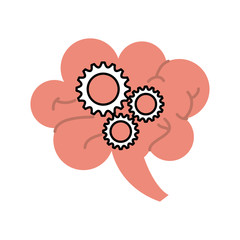 human brain and gear business work team creativity concept vector illustration