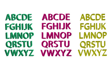 Alphabet letters set in 3D, vector