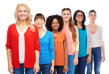 international group of happy smiling women