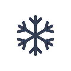 Snowflake icon. Black silhouette snow flake sign, isolated on white background. Flat design. Symbol of winter, frozen, Christmas, New Year holiday. Graphic element decoration. Vector illustration