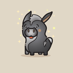 Cute donkey  isolated on gray background. 