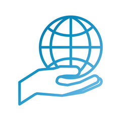 hand holding globe world commerce financial vector illustration